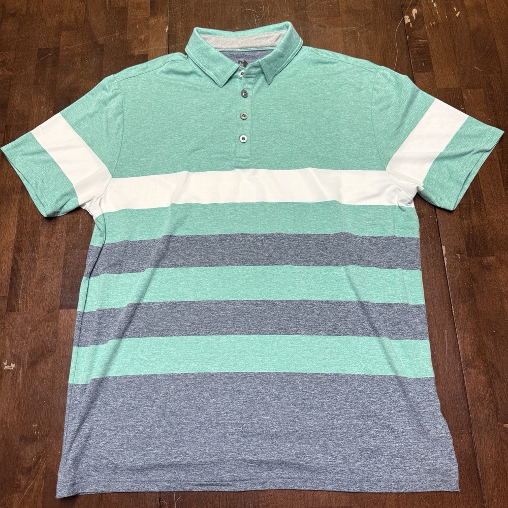 Anderson Ord Polo Shirt Men XL Color Block Striped Short Sleeve Golf Performance